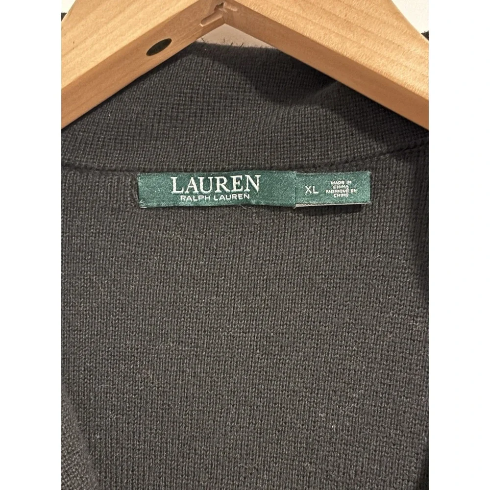 Lauren Ralph Lauren Women's Black Button Front Jacket cardigan Pockets XL